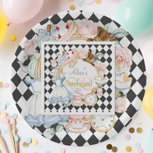 Alice in Wonderland op de theedag 1 verjaardag Servet