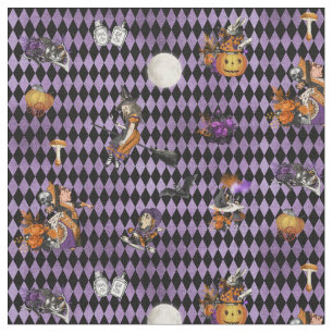 Alice in Wonderland op Halloween paars/zwart Stof