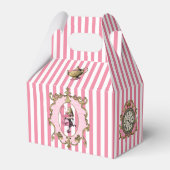 Alice in Wonderland op pastel roze/wit gestreept Bedankdoosjes (Voorkant Zijde)