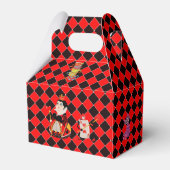 Alice in Wonderland op Red and Black Art Deco Bedankdoosjes (Achterkant)