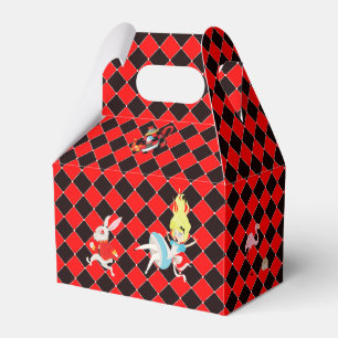 Alice in Wonderland op Red and Black Art Deco Bedankdoosjes