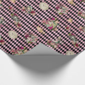 Alice in Wonderland op Roze en Zwarte Harlequin Cadeaupapier (Hoek)
