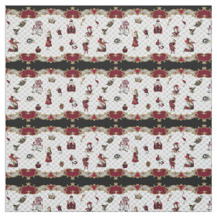 Alice in Wonderland op White/Crimson Stof
