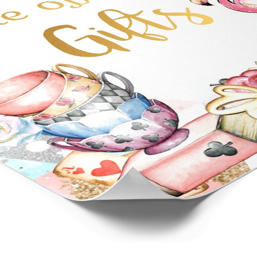 Alice in Wonderland Party Sign, Geschenken Tafelte Poster (Hoek)