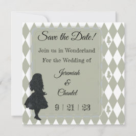 Alice in Wonderland  Pastel Groen Elegant Save The Date