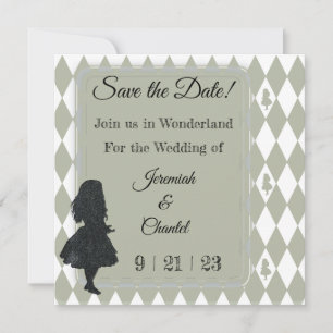 Alice in Wonderland  Pastel Groen Elegant Save The Date