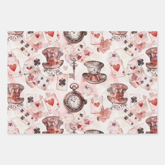Alice in Wonderland Pattern Inpakpapier Vel (Voorkant)