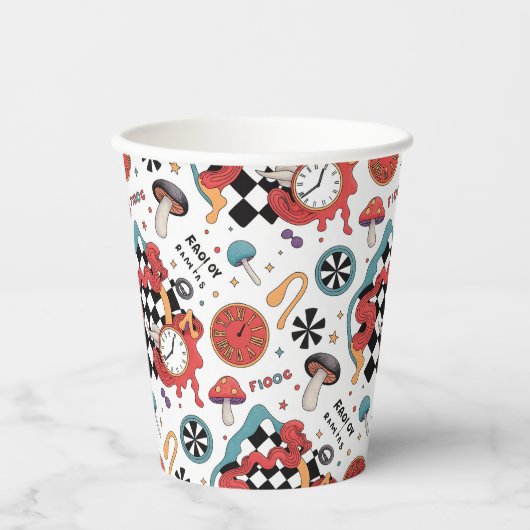 Alice in Wonderland Pattern Papieren Bekers (Voorkant)