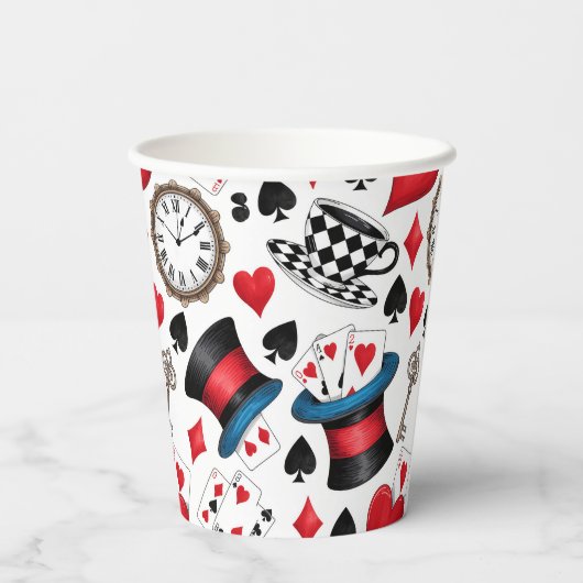 Alice in Wonderland Pattern Papieren Bekers (Achterkant)