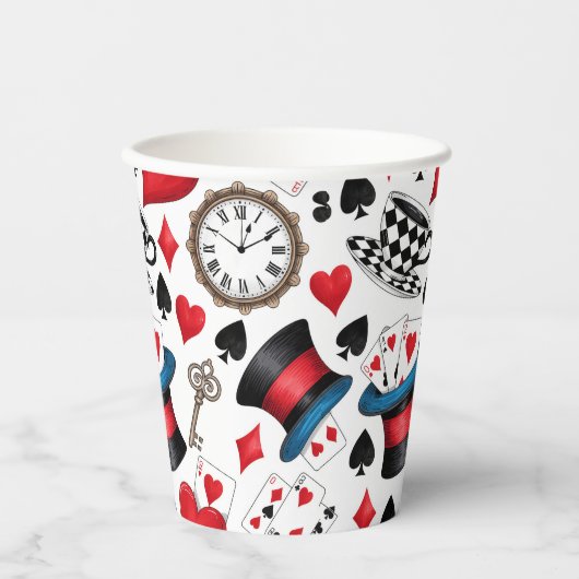 Alice in Wonderland Pattern Papieren Bekers (Voorkant)