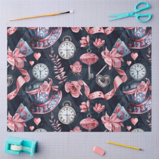 Alice in Wonderland Pattern Tissuepapier (Craft)