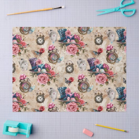 Alice in Wonderland Pattern Tissuepapier (Craft)