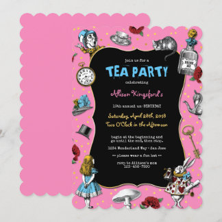 Alice in Wonderland Pink Tea Party Kaart