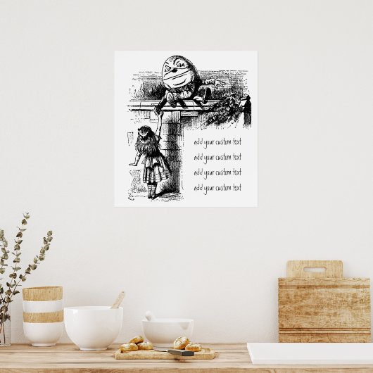 Alice in Wonderland, pompoen tegen de muur Poster (Keuken)