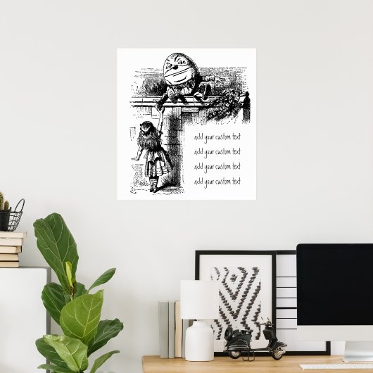 Alice in Wonderland, pompoen tegen de muur Poster (Thuiskantoor)