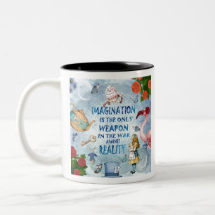 Alice in Wonderland Quote - Verbeelding Tweekleurige Koffiemok