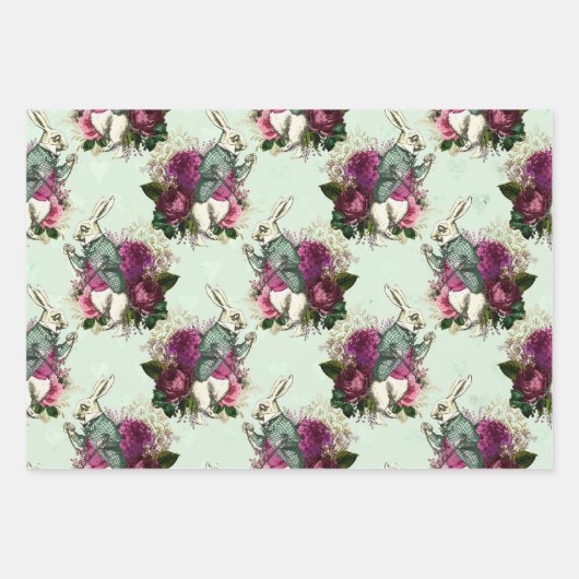 Alice in Wonderland Rabbit Green Inpakpapier Vel (Voorkant 3)