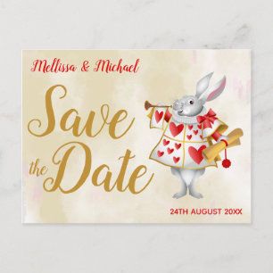 Alice in Wonderland Rabbit Herald Save the Date Briefkaart