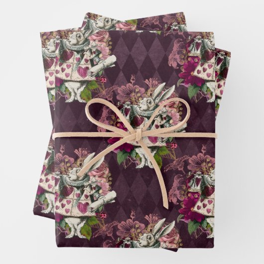 Alice in Wonderland Rabbit Paars Inpakpapier Vel (In situ)