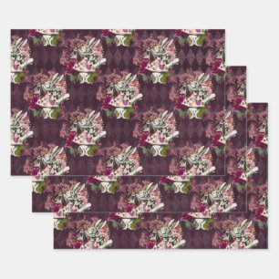 Alice in Wonderland Rabbit Paars Inpakpapier Vel
