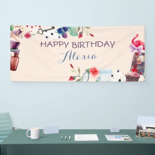 Alice in Wonderland Rabbit Tea Key Clock Roos Spandoek (Beurs)