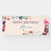 Alice in Wonderland Rabbit Tea Key Clock Roos Spandoek (Horizontaal)