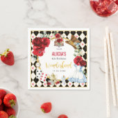 Alice in Wonderland Rode Bloemen Meisjes Thee Fees Servet (Insitu)