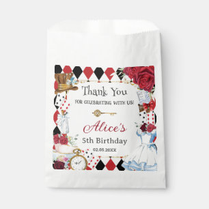 Alice in Wonderland Rode Bloemrijke Verjaardags Th Bedankzakje