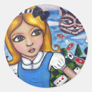 Alice in wonderland ronde sticker