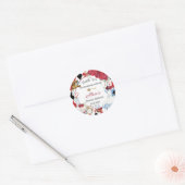 Alice in Wonderland Rood Bloemige Verjaardags Thee Ronde Sticker (Envelop)