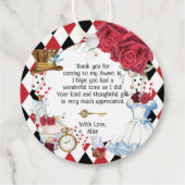 Alice in Wonderland Rood Bloemstuk Verjaardags The Bedankjes Labels (Achterkant)