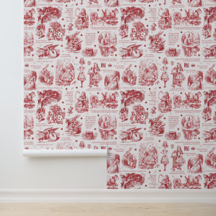 Alice in Wonderland Rood Wit Tegels Kinderkamer Behang