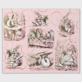 Alice in Wonderland Roze Cadeaupapier (Vlak)