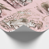 Alice in Wonderland Roze Cadeaupapier (Hoek)