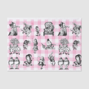 Alice in Wonderland, roze en witte gingham Tissuepapier