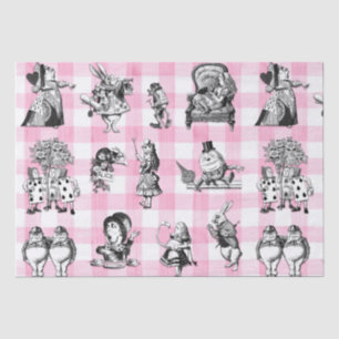 Alice in Wonderland, roze en witte gingham Tissuepapier