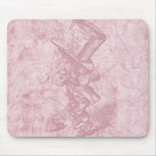 Alice in Wonderland Roze Floral Art Mad Hatter Muismat