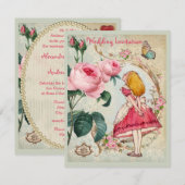 Alice in Wonderland Rozen Collage Wedding Invites Kaart (Voorkant / Achterkant)