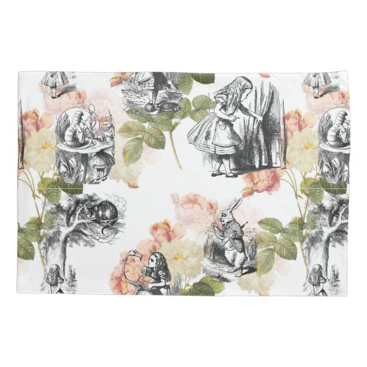 Alice in Wonderland  Rozen Pillow Hoesje Kussensloop (Achterkant)