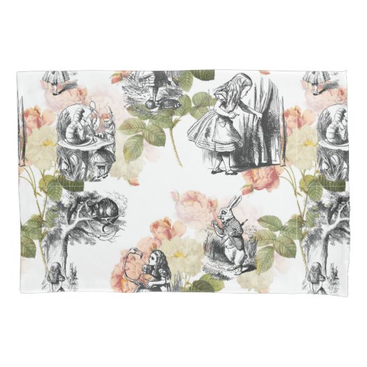 Alice in Wonderland  Rozen Pillow Hoesje Kussensloop (Voorkant)