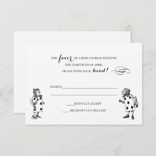 Alice in Wonderland RSVP-reactiekaart RSVP Kaartje (Voorkant / Achterkant)