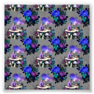 Alice in Wonderland Rups die Bloemen Rookt Foto Afdruk