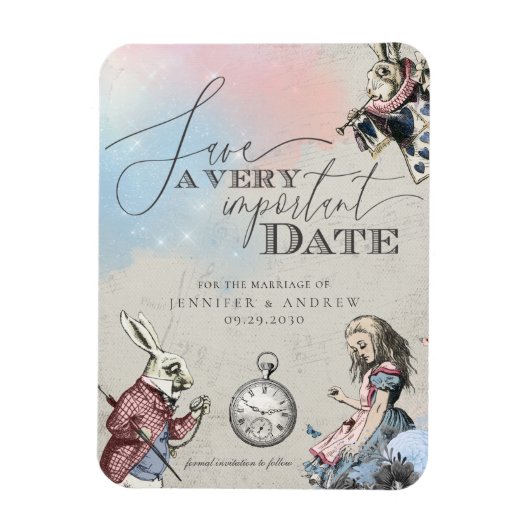 Alice in Wonderland Save the Date Magneet (Verticaal)