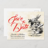 Alice in Wonderland Save the Date Postcard Briefkaart (Voorkant / Achterkant)
