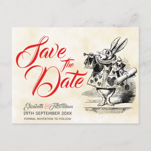 Alice in Wonderland Save the Date Postcard Briefkaart (Voorkant)