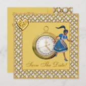 Alice in Wonderland Save the Date Trouwdag Kaart (Voorkant / Achterkant)