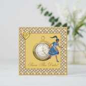 Alice in Wonderland Save the Date Trouwdag Kaart (Staand voorkant)