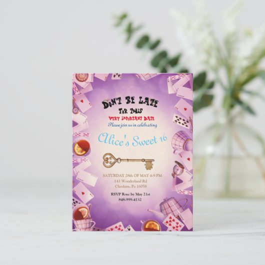 Alice In Wonderland Save The Date Uitnodigingen An (Staand voorkant)