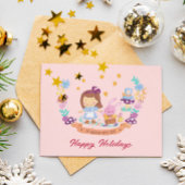 Alice in Wonderland schattige waterverf roze foto Feestdagenkaart