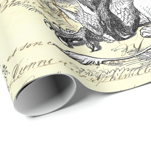 Alice in Wonderland  Script Beige Cadeaupapier (Rol Hoek)